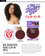 Load image into Gallery viewer, Outre Human Hair Blend Clip on Weave Premium Purple Pack Big Beautiful Hair Clip-In 4A Kinky Curl 10&quot; 9Pcs
