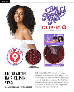 Outre Human Hair Blend Clip on Weave Premium Purple Pack Big Beautiful Hair Clip-In 4A Kinky Curl 10" 9Pcs