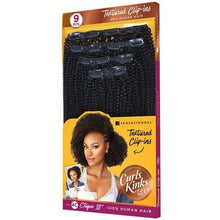 Load image into Gallery viewer, Sensationnel Human Hair Clip On weave Curls Kink &amp; Co 4C Clique 18&quot; - Diva By QB