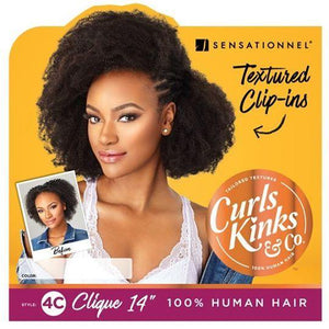 Sensationnel Human Hair Clip On weave Curls Kink & Co 4C Clique 18" - Diva By QB